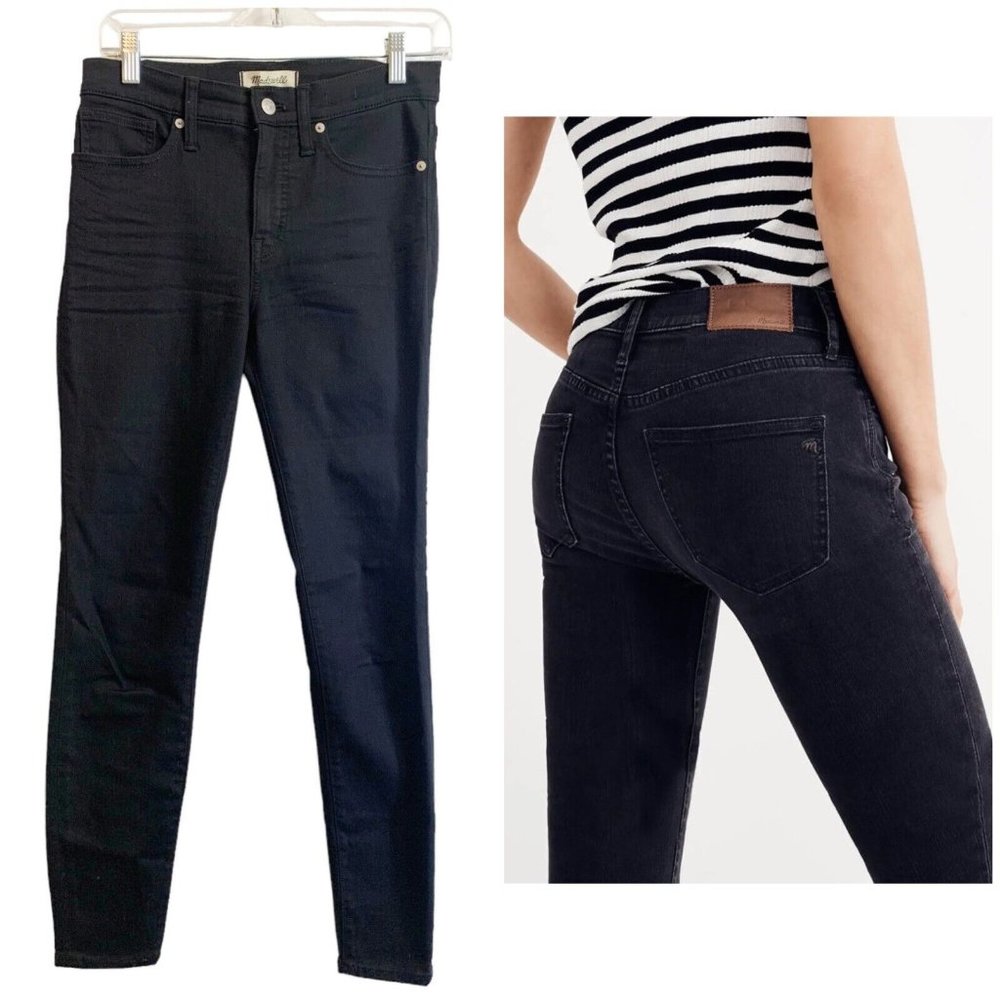 MADEWELL 9 Inch Mid Rise Black Stretchy Skinny Pants Women Size 26 NWOT